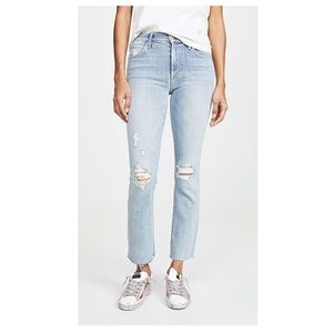 NWT MOTHER 25 Rascal Ankle Snippet light blue wash